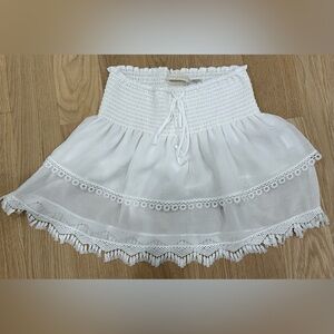 Ramy Brook tiered White mini skirt with a smocked waist and flounce hem XS